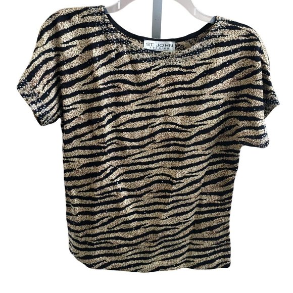 St John Evening Marie Gray Santana Knit Shirt Top - Picture 5 of 8